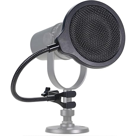SUNMON's 4" MV7 Microphone Pop Filter Mask Shield with 360°Gooseneck Clip
