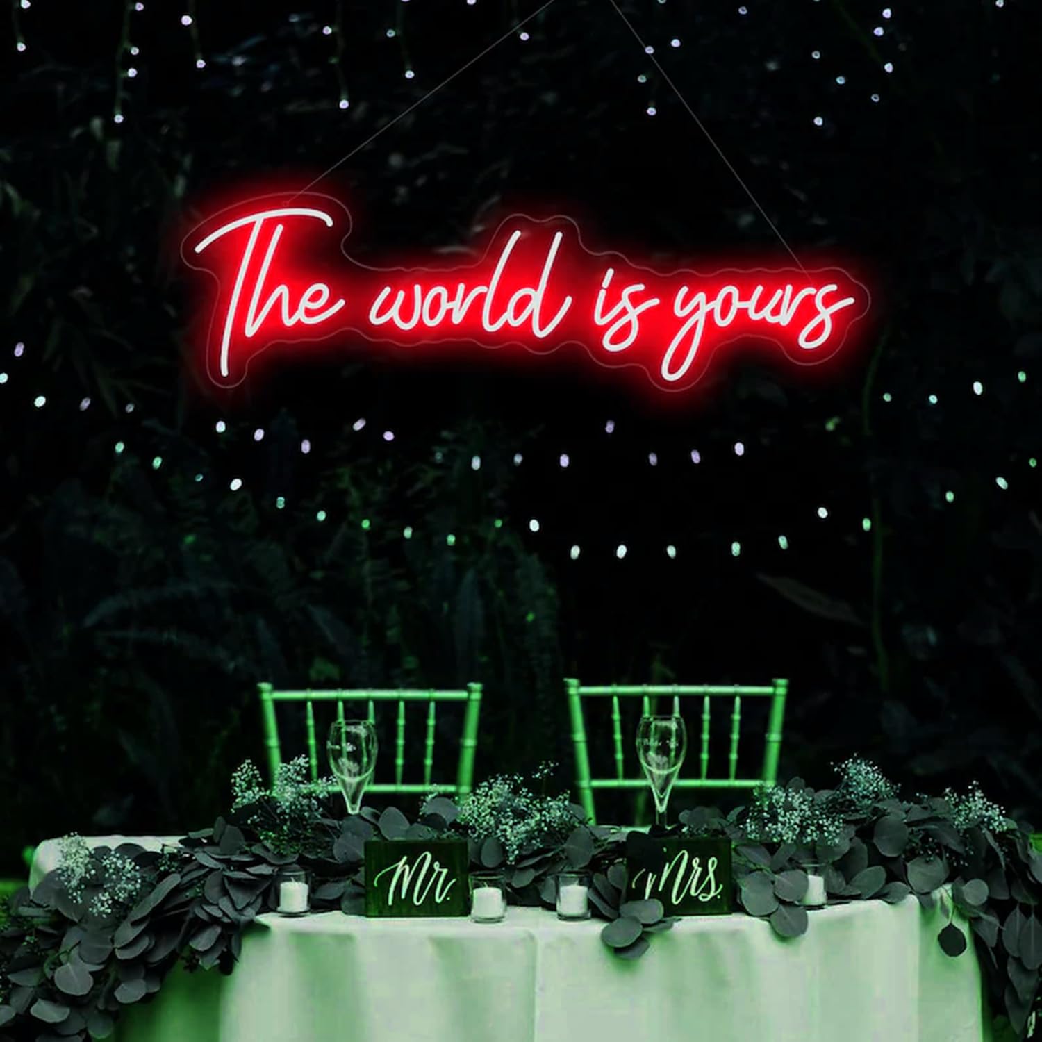 HFHungkeong The World Is Yours Neon Lights Sign Dimmable Led Neon Sign USB Powered Wall Art Lamp Aesthetic Decor for Living Room,Bedroom,Office,Birthday,Wedding(15.7x7.8inch)