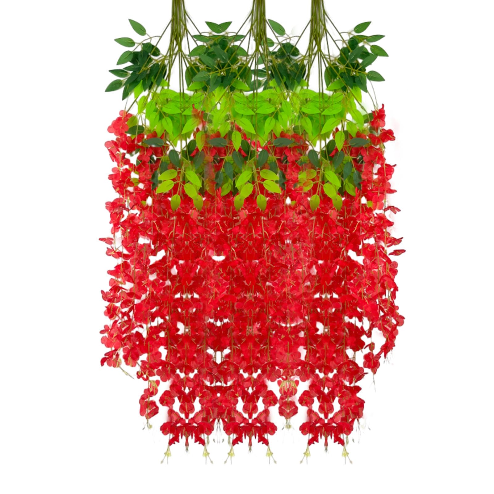 Amazon｜人工赤い藤の花のつる、3.77フィートの赤い藤のハンギング