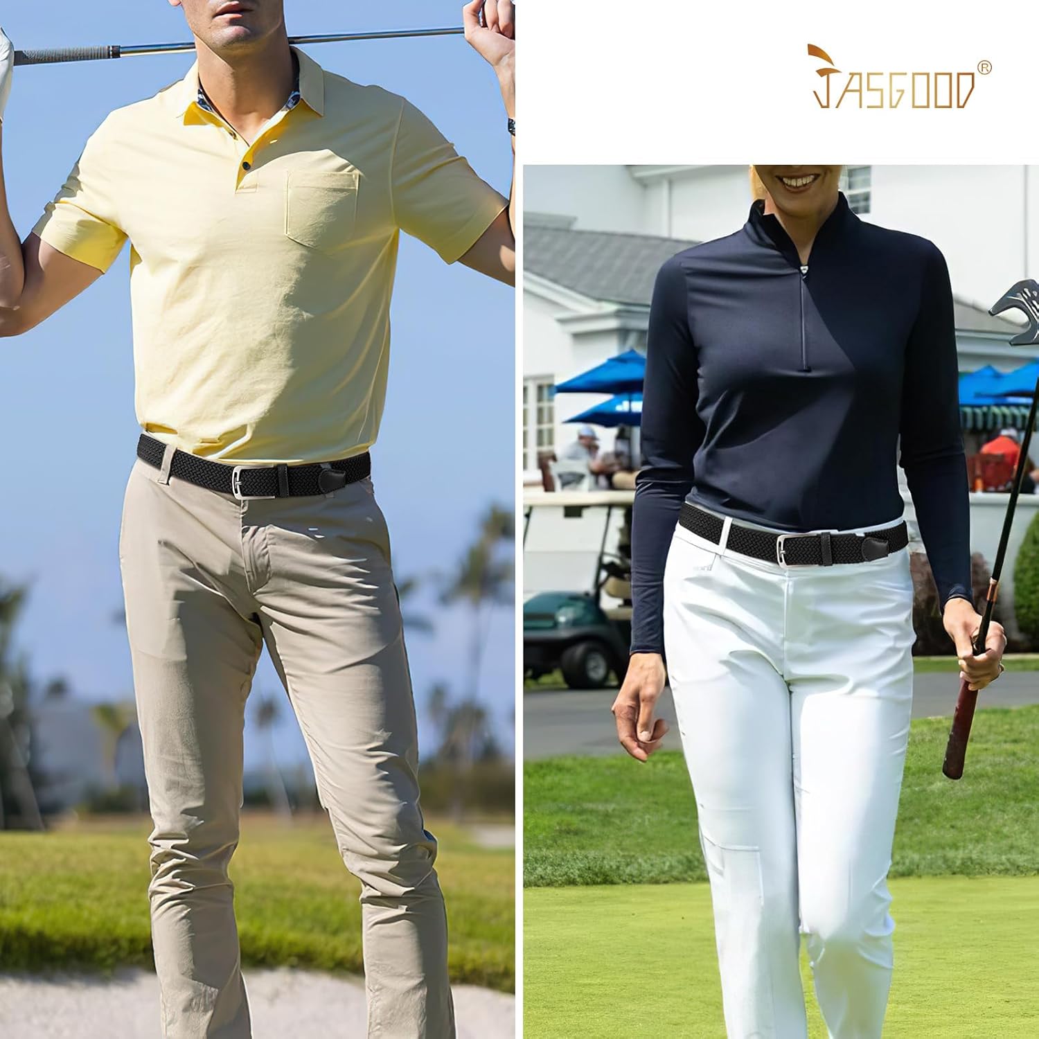 JASGOOD Men Elastic Braided Woven Belt Casual Canvas Woven Stretch Golf Belt for Men Women Jeans Suits Pants - Image 5