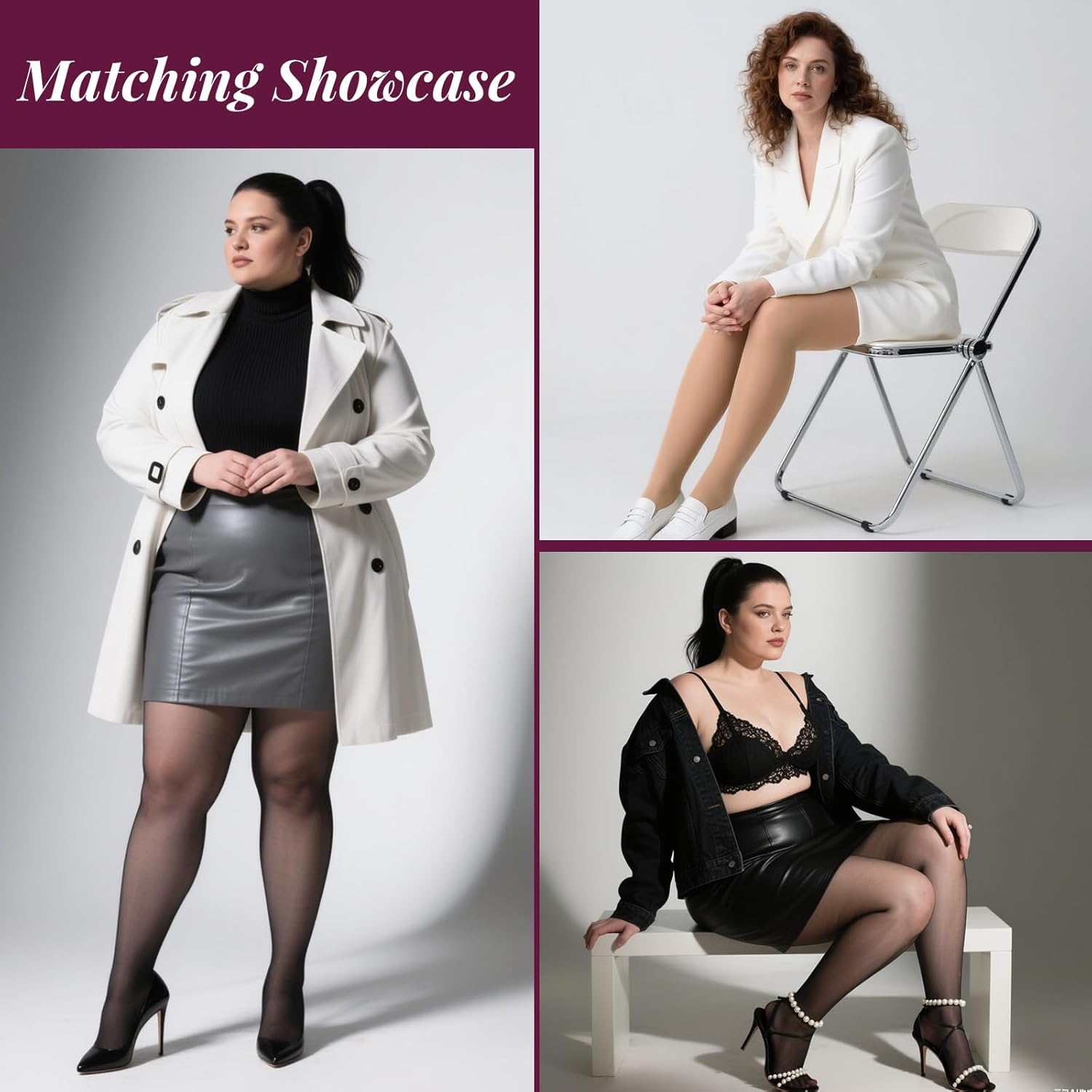 WiliW Women's Plus Size Control Top Stockings 12D Gusset Free Sheer Tights Moderate Tummy Control Pantyhose for Curvy Women - Image 6