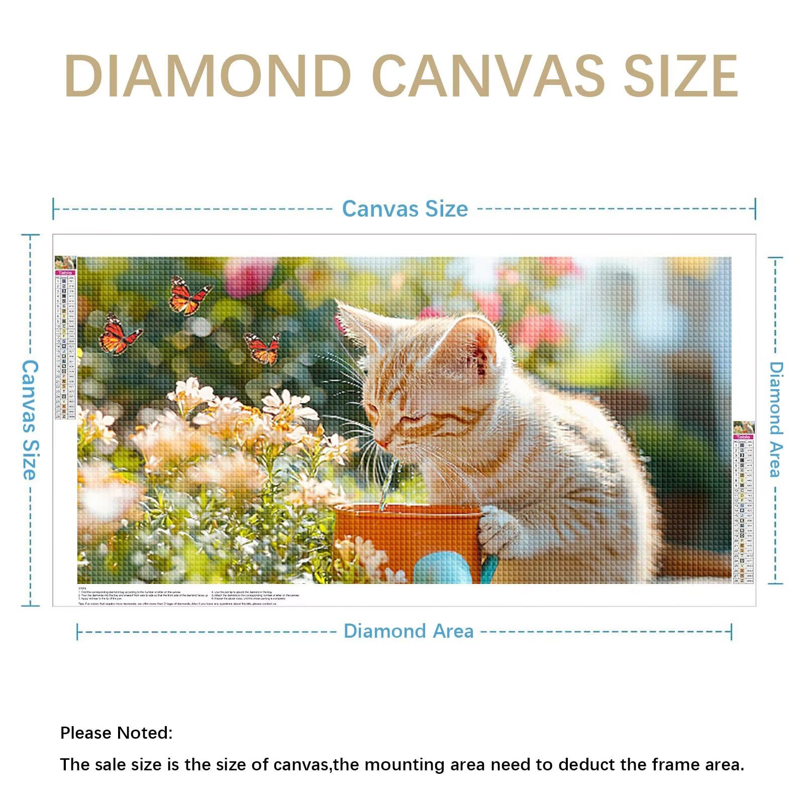 Diamond Painting Grande 180x90cm Gato Diamond Painting Adultos, DIY Mariposa Pintura de Diamante Manualidades Adultos, 5D Cuadrado Rhinestone Bordado Punto de Cruz para Home Decoration Regalo 0J-149
