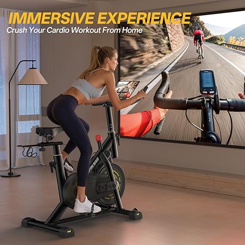 Miniatura 7 de YAMO Bicicleta estática, almohadilla de freno de bicicleta de ciclismo de interiorbicicletas estacionarias magnéticas para el hogar, correa
