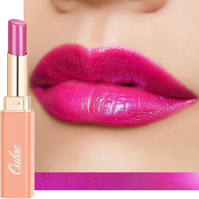 Oulac Ultra Violet Lipstick - Moisture Shine Purple Lipstick, Tinted Lip Balm for Dry Lips, Medium Coverage Lip Colour | Juicy Look, Glossy Finish, Vegan, Cruelty-Free, (S2) Ultra Violet