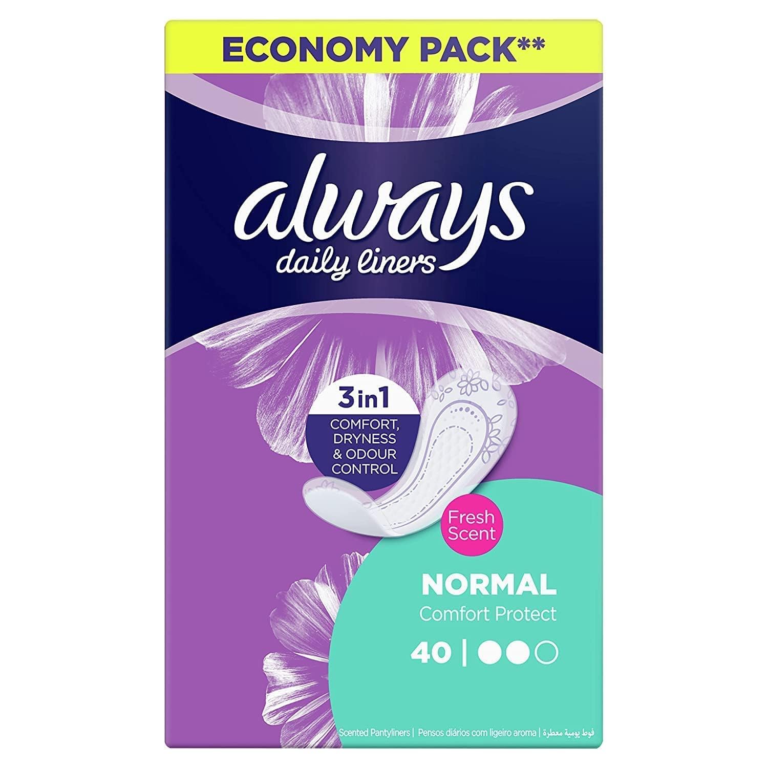 AlwaysDaily Liners Comfort Protect With Fresh Scent Normal 40pcs