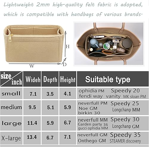 Miniatura 5 de Lckaey Insertos de bolso para Speedy 30 Organizador Inserto, para bolsa de monograma, bolsa de mano inserto protector Bolsa de mano y protector de