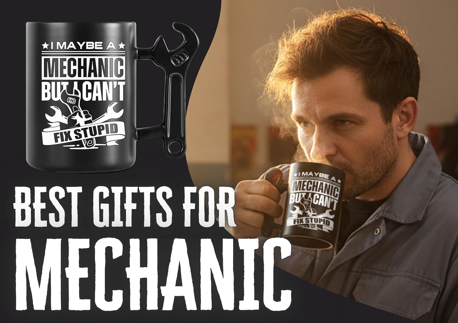Onebttl Mechanic Gifts Wrench Coffee Mug, Mechanic Gift, 13.5oz/400ml Funny Ceramic Mug for Christmas, Father's Day, Fix Stupid - Image 2