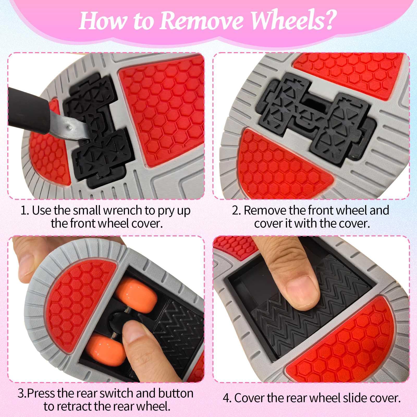 Chaussures à roulettes pour garçons et Filles, Basket Roller Retractable Enfant, Chaussures de Skateboard, Rollers Chaussures avec 4 Roues pour Intérieur Extérieur