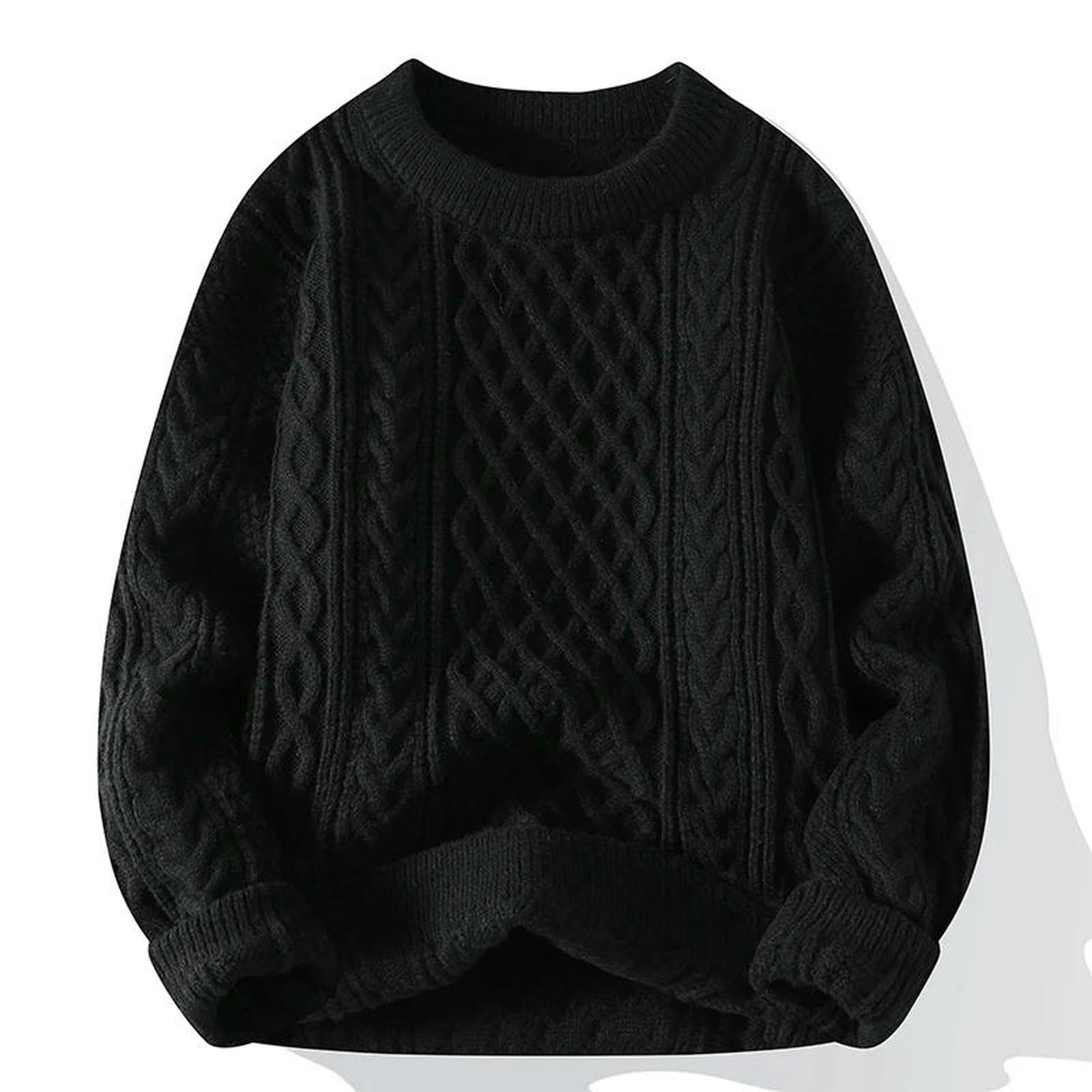 Maglione Uomo da Autunno Inverno Vintage O Collo Pullover Lavorato A Maglia Maglioni Larghi Harajuku retrò Lavorati Maglia-cachi-3xl
