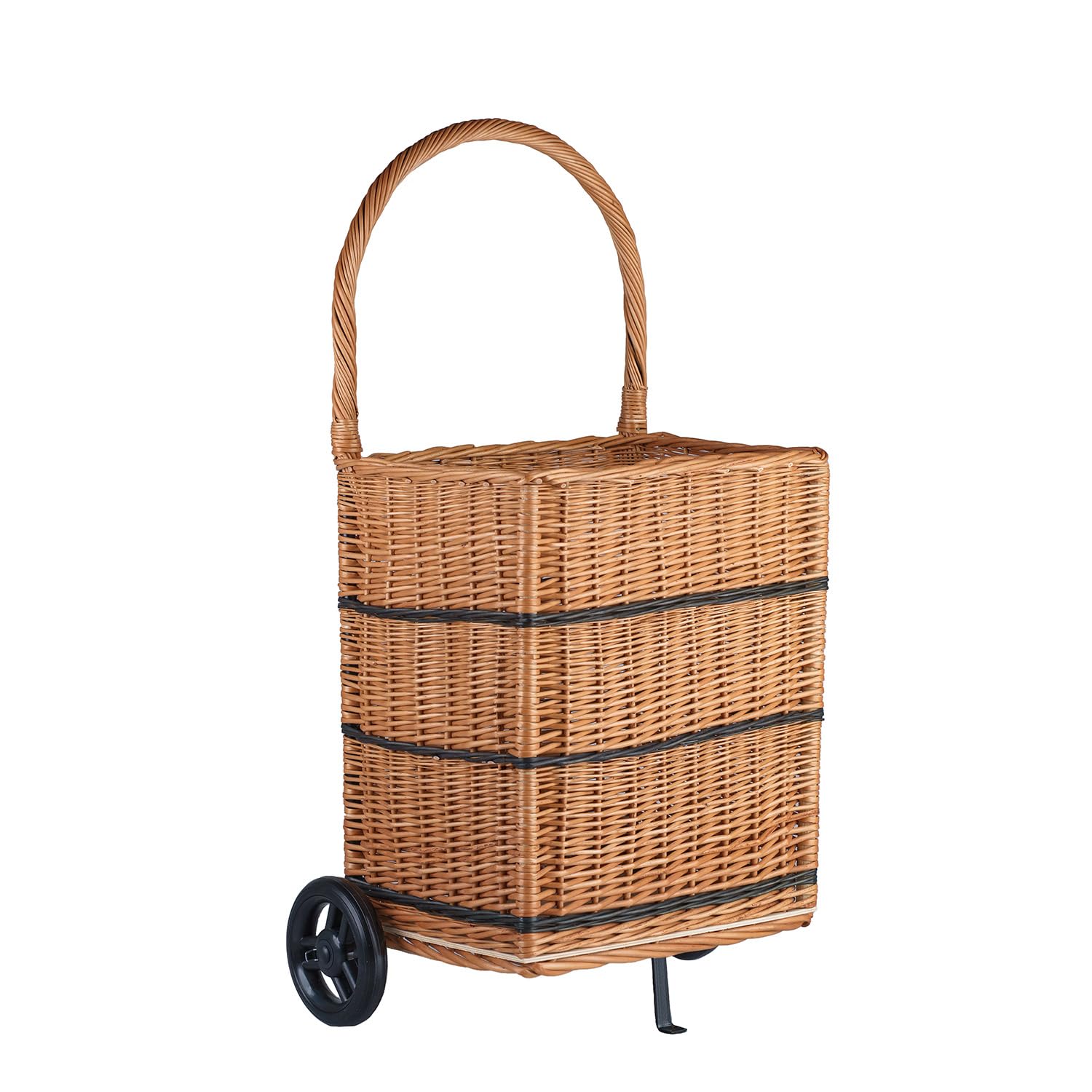 e-wicker24 Firewood Basket on Wheels Trolley Mobile Made from Willow