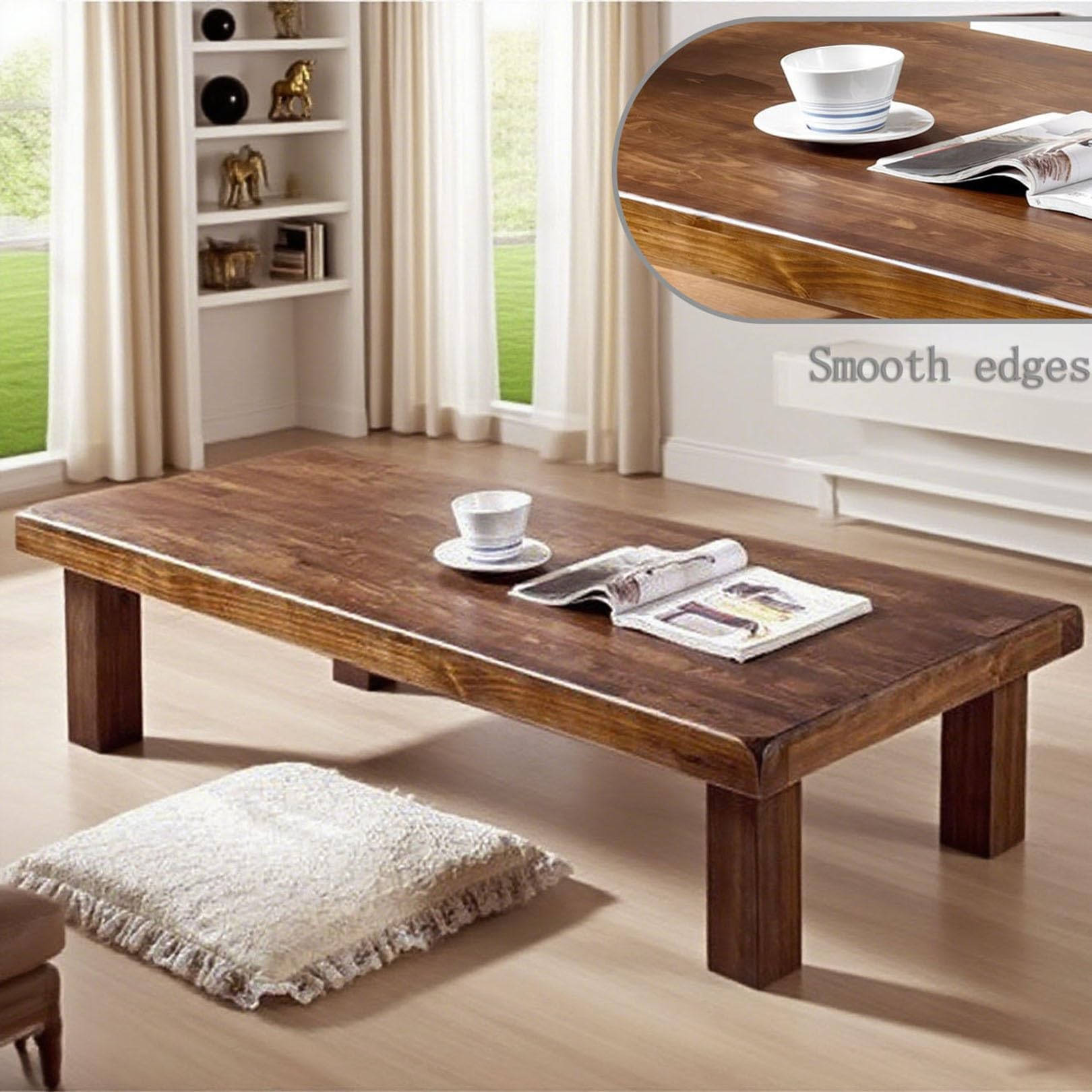 Tavolo basso da pavimento in legno, rettangolare giapponese, per sedie a pavimento, tavolo tatami per casa, ufficio, camera da letto, 100 cm