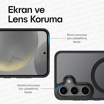 Ultra Strong Shockproof Soft Silicone Mat Case with Metal Alloy Lens Frame and Metal Keypad Compatible with Symple Series Magsafe for Teknoft Samsung Galaxy S24 Plus