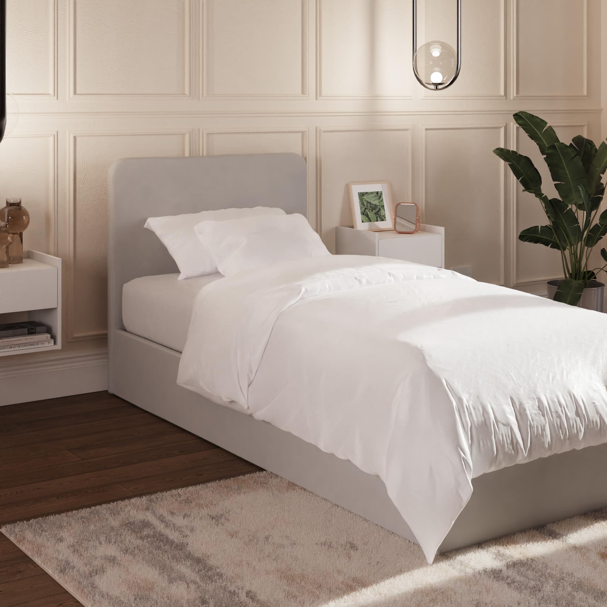 GFW Chiswick Ottoman Bed, Grey Single Storage Bed with Side Lift Ottoman Base, Hydraulic Lift System and Modern Headboard
