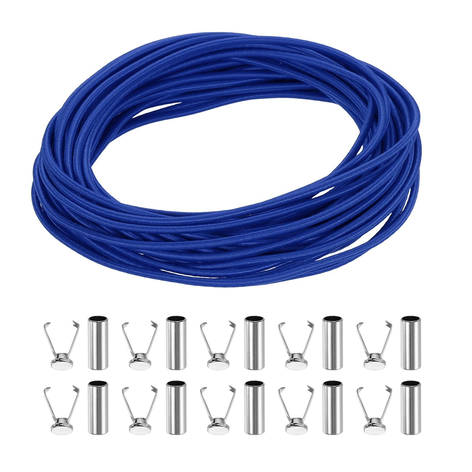sourcing map Elastic Band Cord, 1/8 Inch x 98 ft Colored Round Elastic String with Cord End Caps, Polyester Stretch Beading Elastic Cord for Drawstring, Bracelets, Sewing, Notebook, Dark Blue