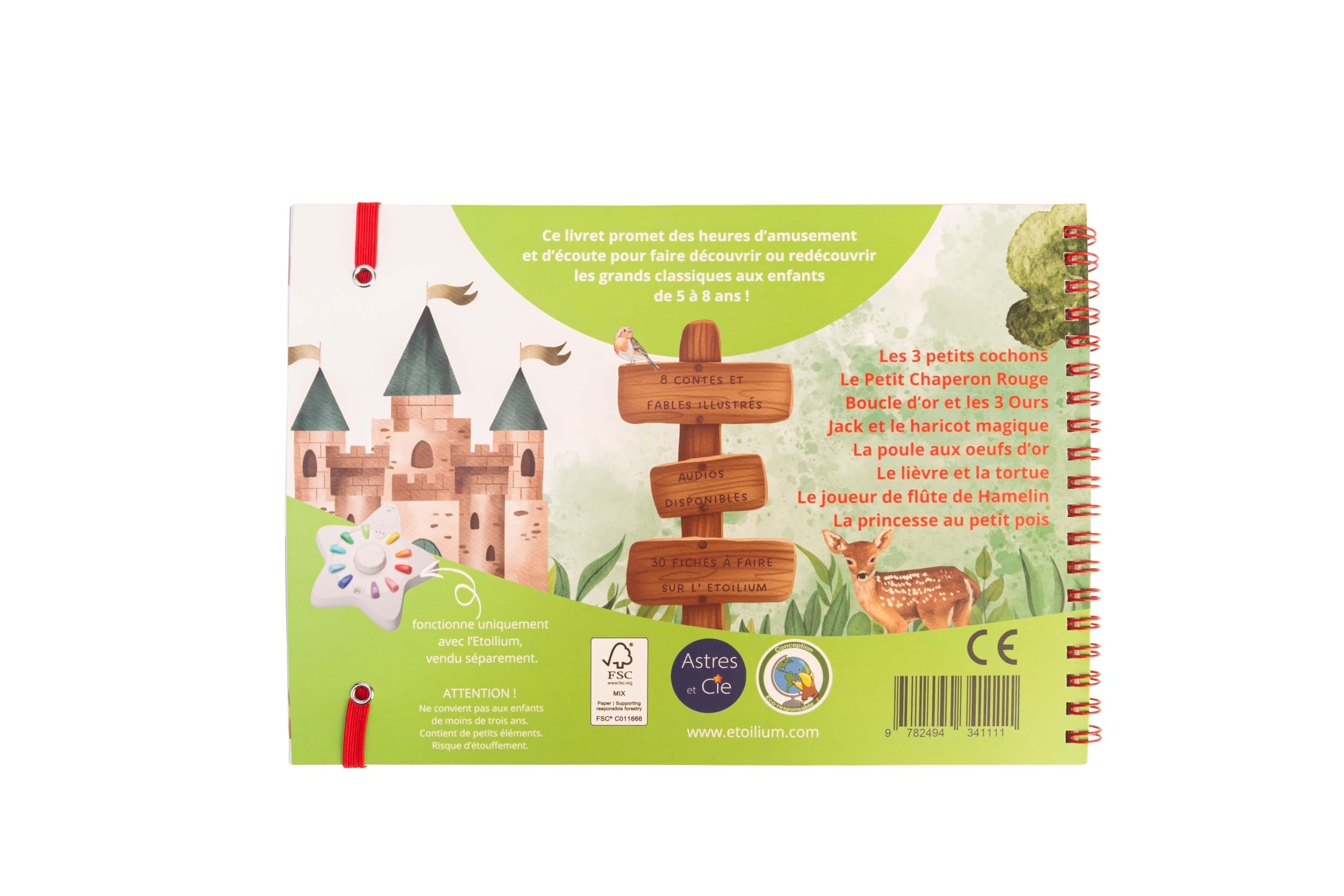 LIVRET ETOILIUM - Contes et fable - 8 histoires à lire et à écouter + 30 fiches autocorrectives programmables sur l’ETOILIUM, 5-8 ans, 1 à 2 Joueurs, Jeu éducatif