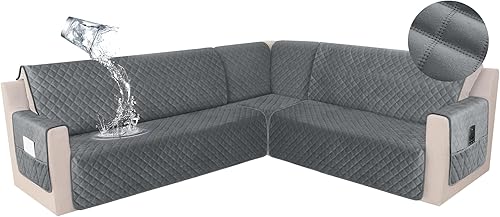 Miniatura 1 de HDCAXKJ Funda impermeable para sofá modular esquinero, de terciopelo en forma de L, para mascotas, perros, suave, resistente, en forma de U, juego