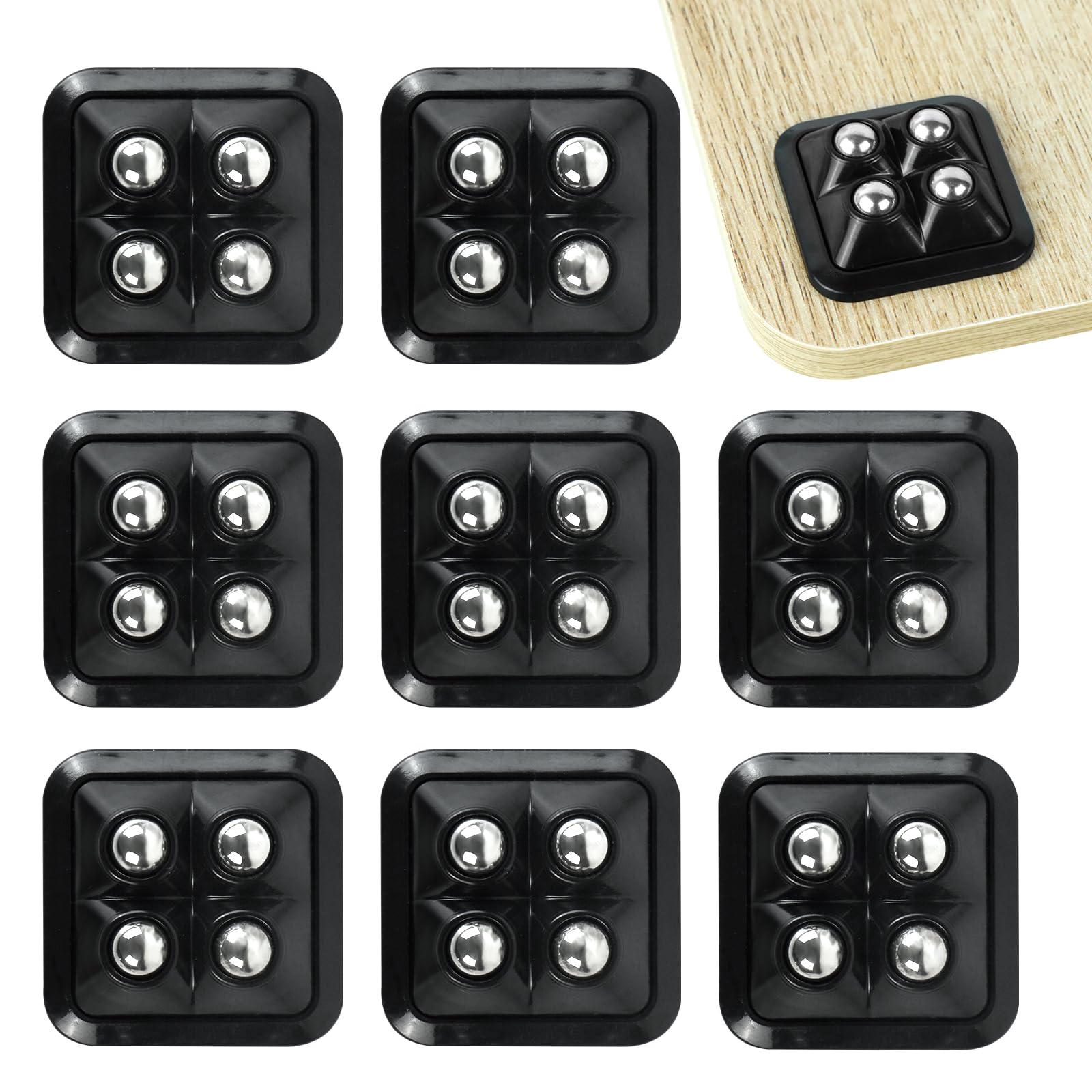 Ball Castors Furniture Castors Universal Quiet Swivel Castors Small Fixed Castors Assembly without Hole for Sticking Furniture for Floor Drawers Tool Boxes Cabinet Kitchen Utensils Pack of 8