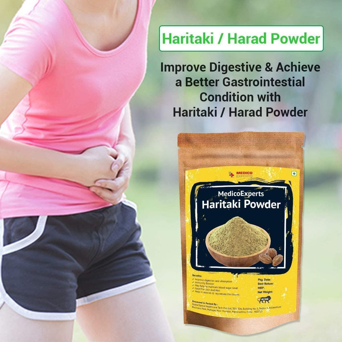 SENTA MedicoExperts Haritaki Powder Organic - 100 GMS | 100% Pure Harde Powder | Kadukkai Powder | Harad Powder | Inknut Powder for Dark Circles, Face, Skin & Healthy Digestion