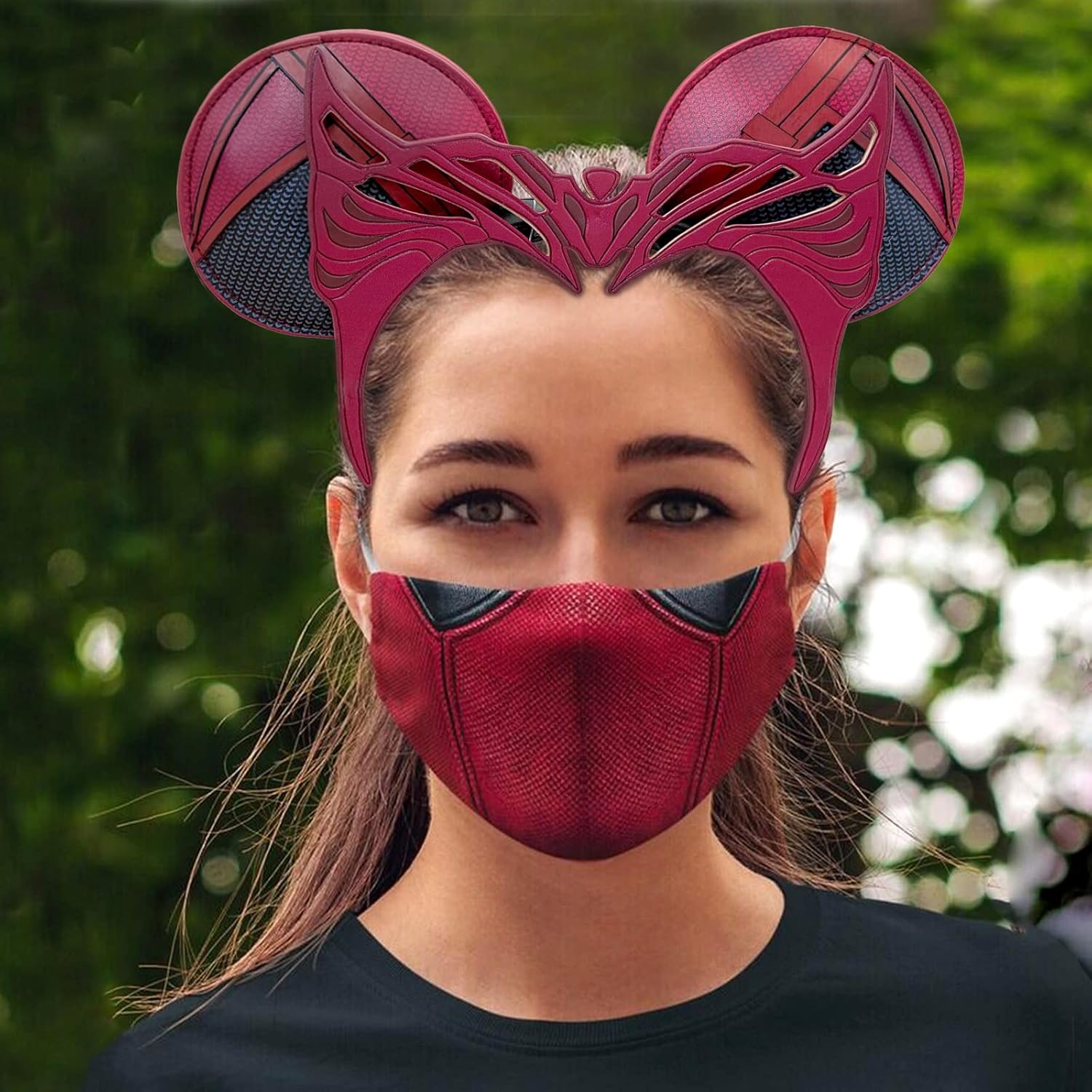 Halloween Mouse Ear Headbands, Red Ear Headband Hair Accessories Halloween Cosplay Gift for Women & Girls