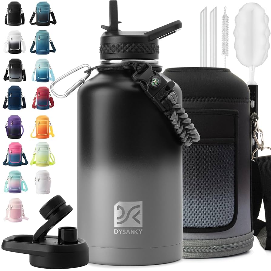 Insulated aluminum water bottle with vacuum steel construction and portable design