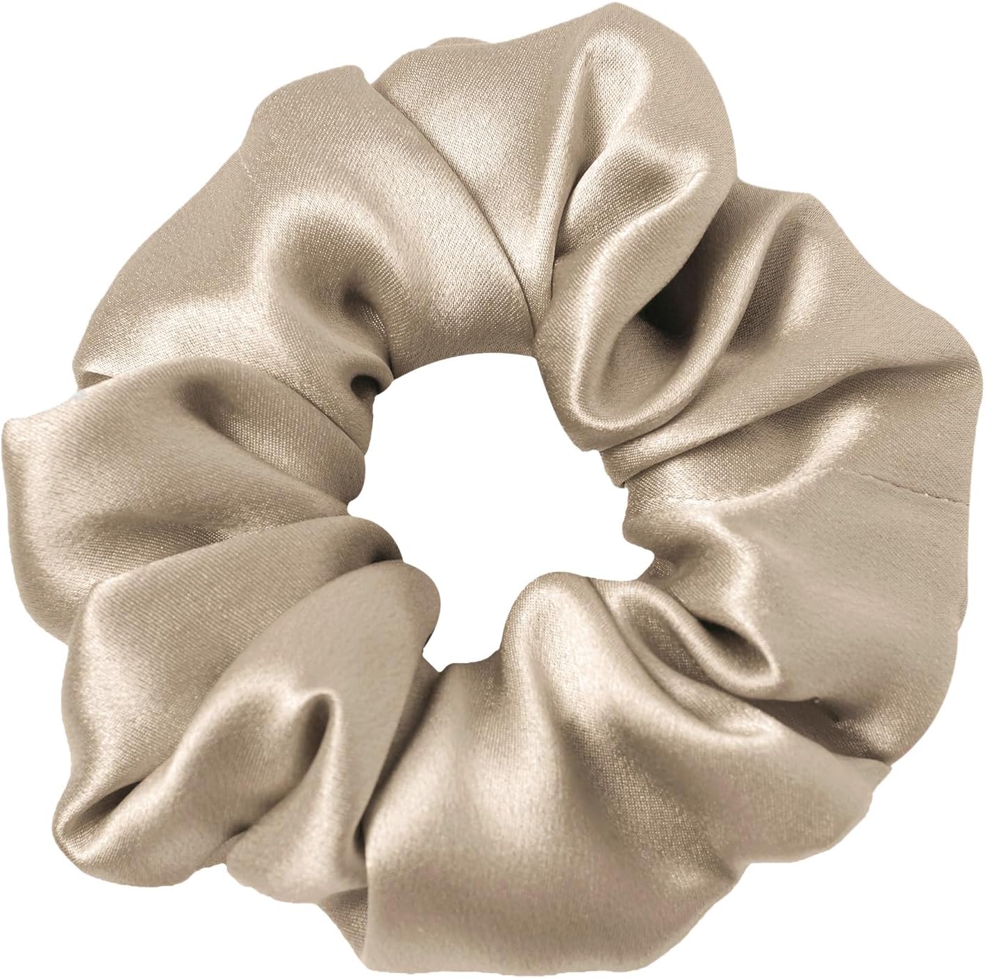 Silk Hair Scrunchies / Ties for Frizz & Breakage Prevention, 100% Mulberry, No Damage, Elastic ponytail Holders, 1Pc, Coffee