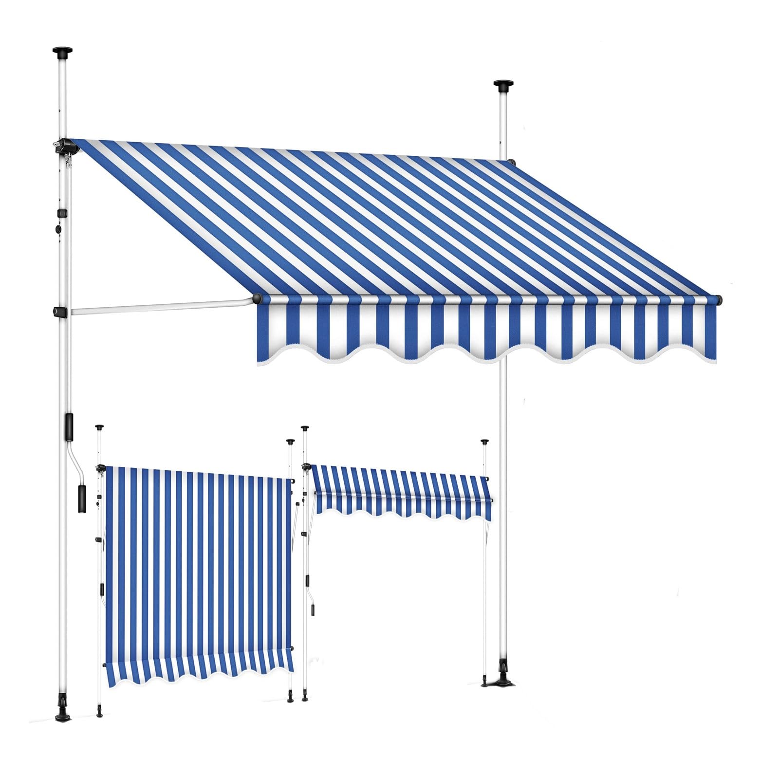 Store banne rétractable de 250 cm pour ombrager la terrasse, la pergola et le camping