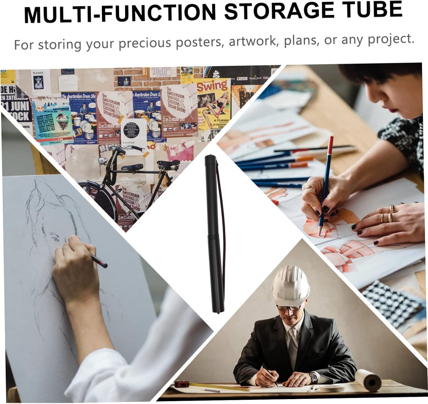 Portable Telescoping Drafting Tube for Artwork and Poster Storage