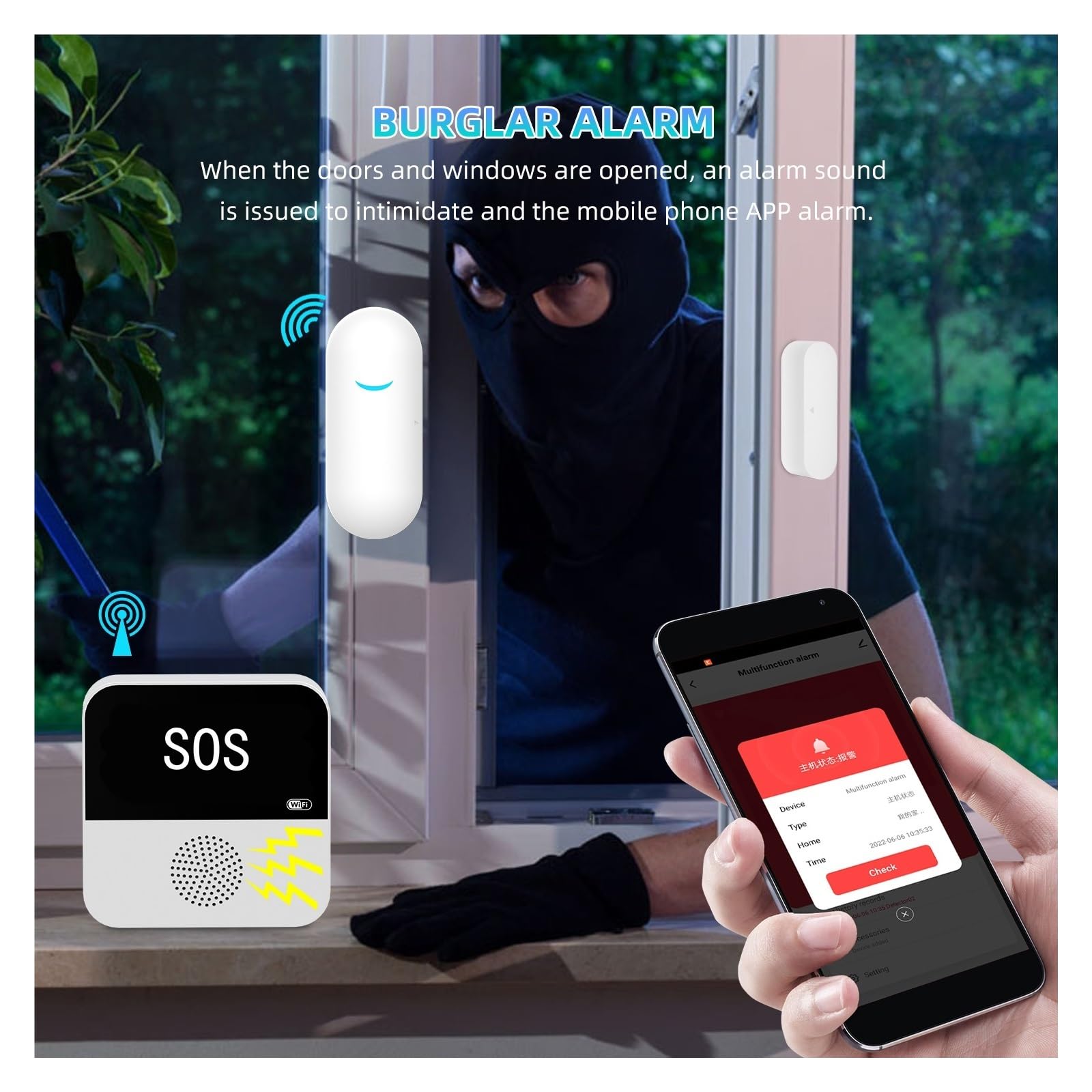 Sistemi Allarme Casa Wireless WiFi Smart Home Automation di allarme Kit protezione sicurezza con sensore antifurto(KIt B)