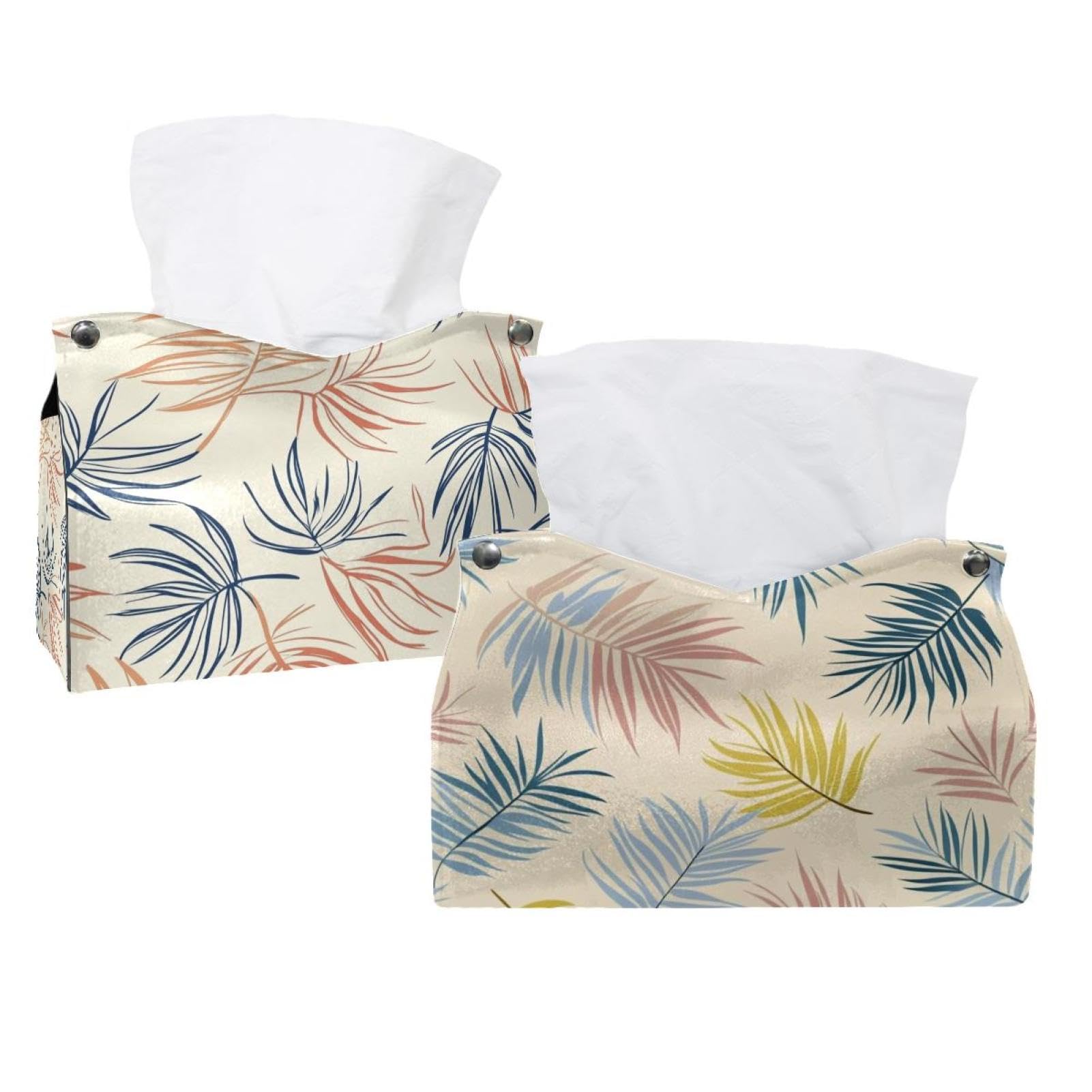 Boîte à mouchoirs en cuir pour salle de bain et commode au style tropical