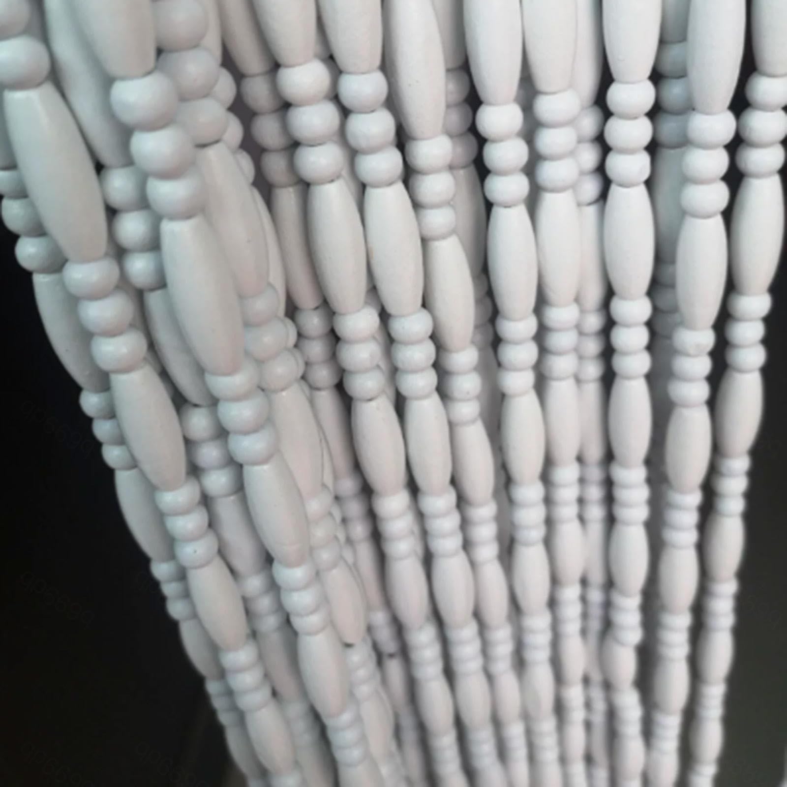 EGwvdgmb Bamboo Beaded Door Curtain, Wood Beaded Curtains Hanging String Divider Fly Screen White Multiple Sizes