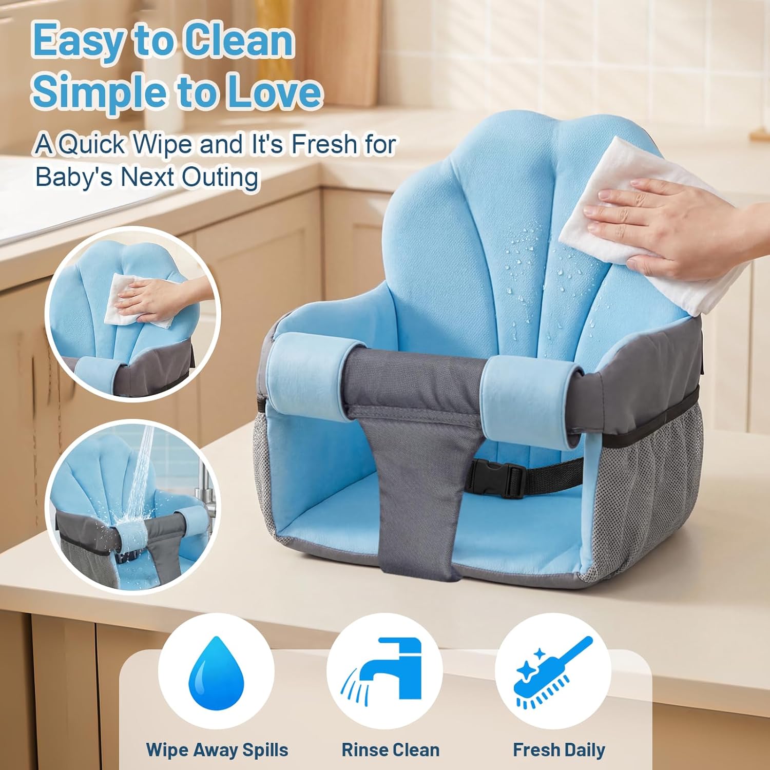 Portable Shopping Cart Cover for Baby with Easy Install, Breathable & Supportive High Chair Cover for Restaurant Seats, Universal Fit Grocery Cart Cover for Baby, Machine Washable Park Swing Insert