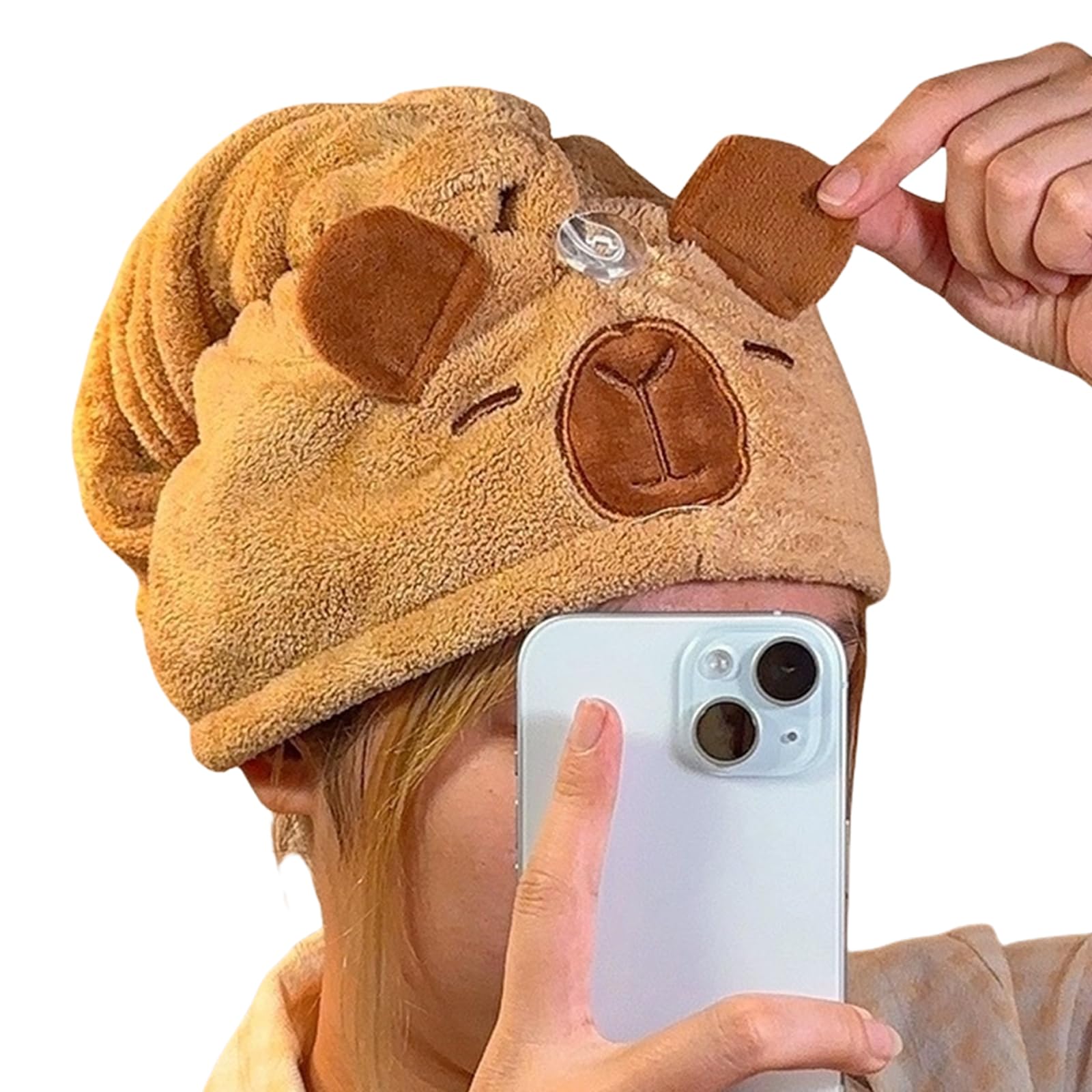 ETAWDE Capybaras Quick Dry Hair Towel Wrap for Wet Hair Super Absorbent Microfiber Towel with Button for Women Long Hair