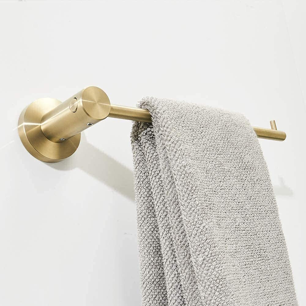 Toallero de Montaje en Pared Toallero para el Hogar Soporte de Anillo de Toalla de Baño Dorado Cepillado Acero Inoxidable 304 Accesorio de Baño Toallero/Towel Holder
