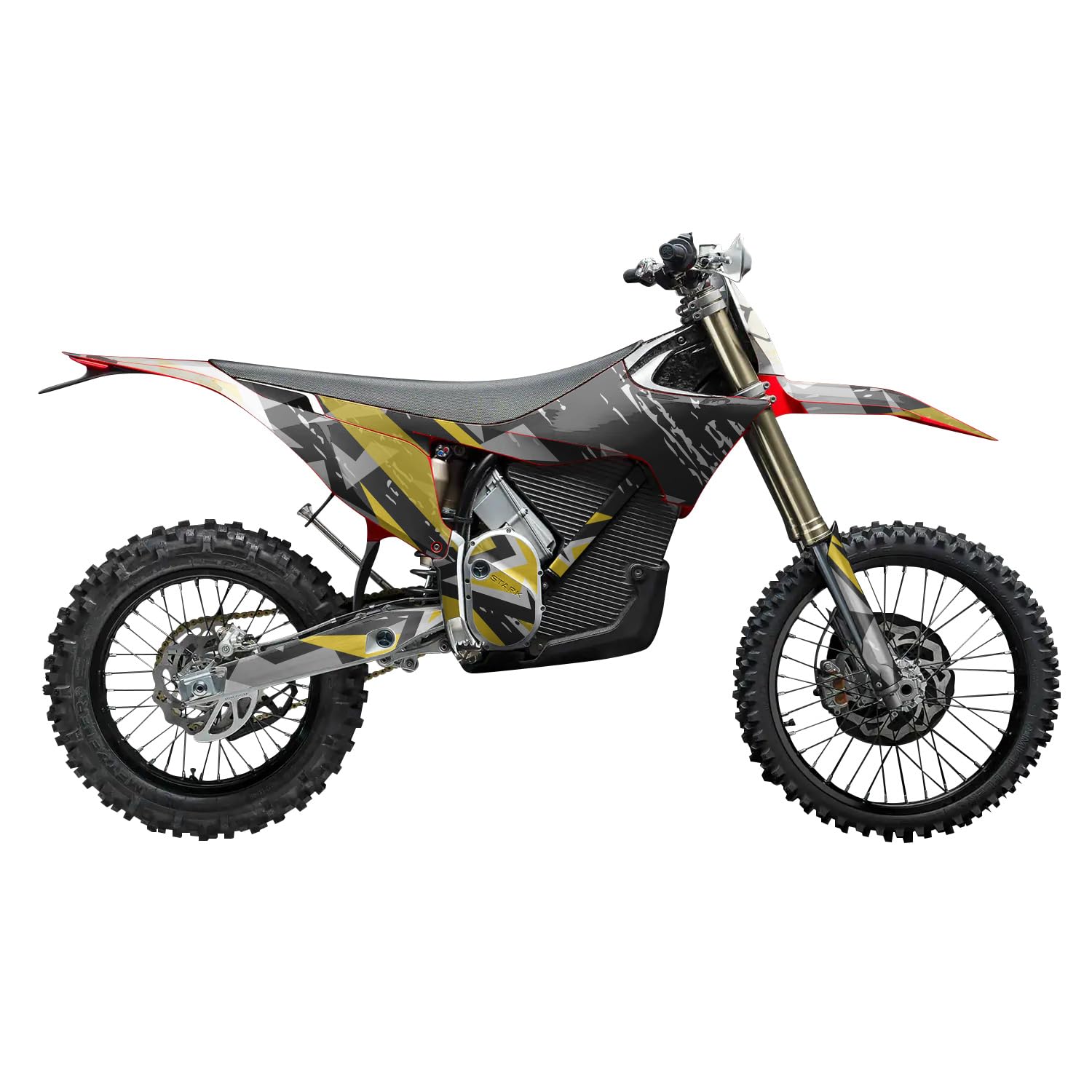 Stark Varg MX 2023-2025 Graphics Kit Wrap - Grunge Star Yellow - Varg MX Skin - Premium 3M Vinyl Protective Wrap Decal Cover - Easy to Apply | Crafted in The USA by MightySkins