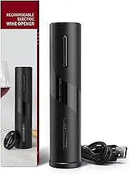 MAGDEN Abridor de vinho elétrico, abridor de garrafa de vinho recarregável, saca-rolhas automático sem fio com cortador de folha, cabo de carregamento USB, indicador de luz LED, ideia de presente para