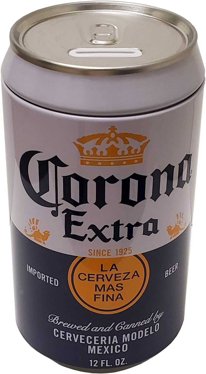 The Tin Box Company Corona Blue and White Can Bank Tin
