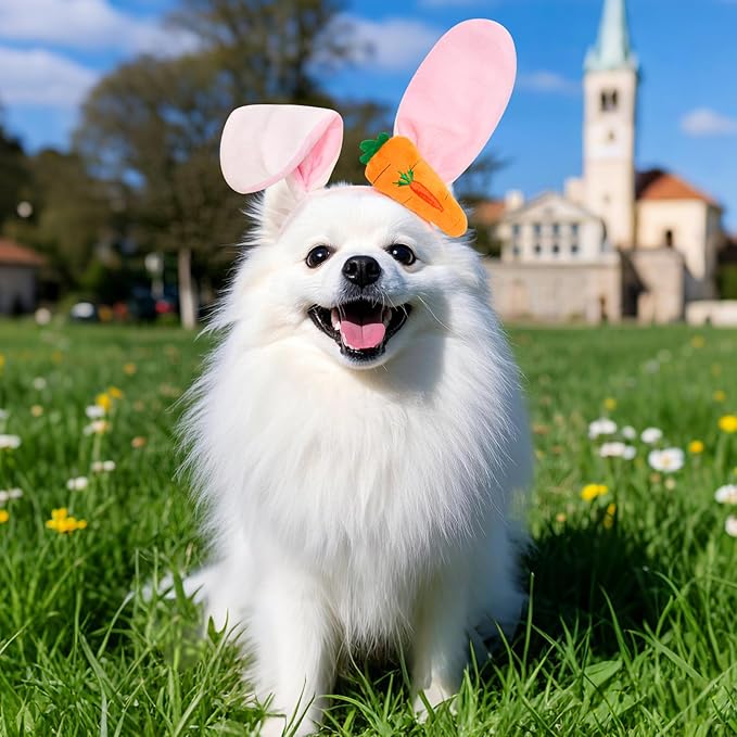 2 Piezas Accesorios Pascua Perro Orejas Conejo Pañoleta Zanahoria miniatura 7
