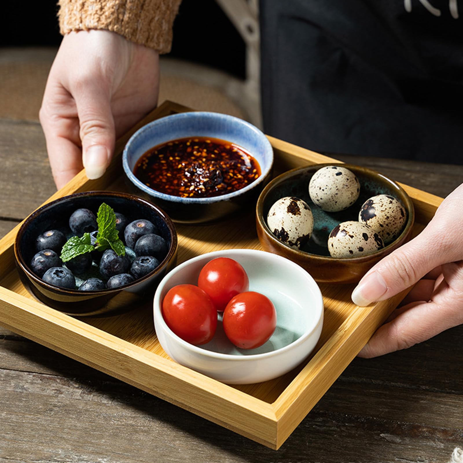 Lot de 6 petits plats polyvalents en céramique japonaise, esthétique, idéal pour la maison, la salle à manger, petites assiettes multifonctionnelles