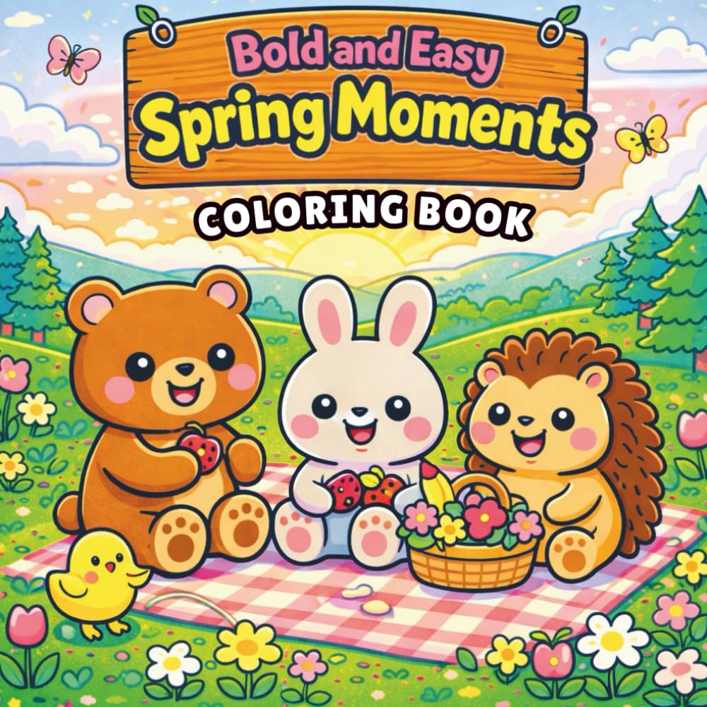 Spring Moments Coloring Book: Cute and Cheerful Scenes for Relaxation Featuring Bold & Easy Designs (Spring Coloring Books)