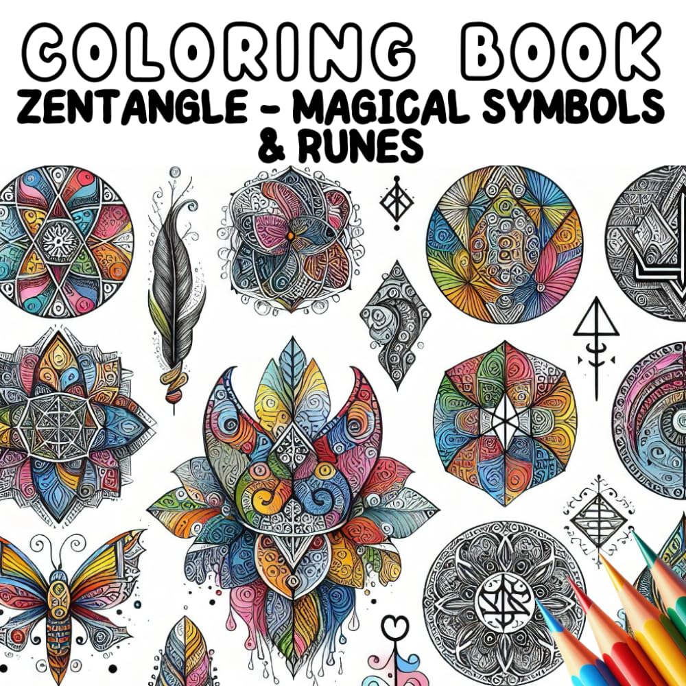 Coloring Book - Zentangle Magical Symbols and Runes