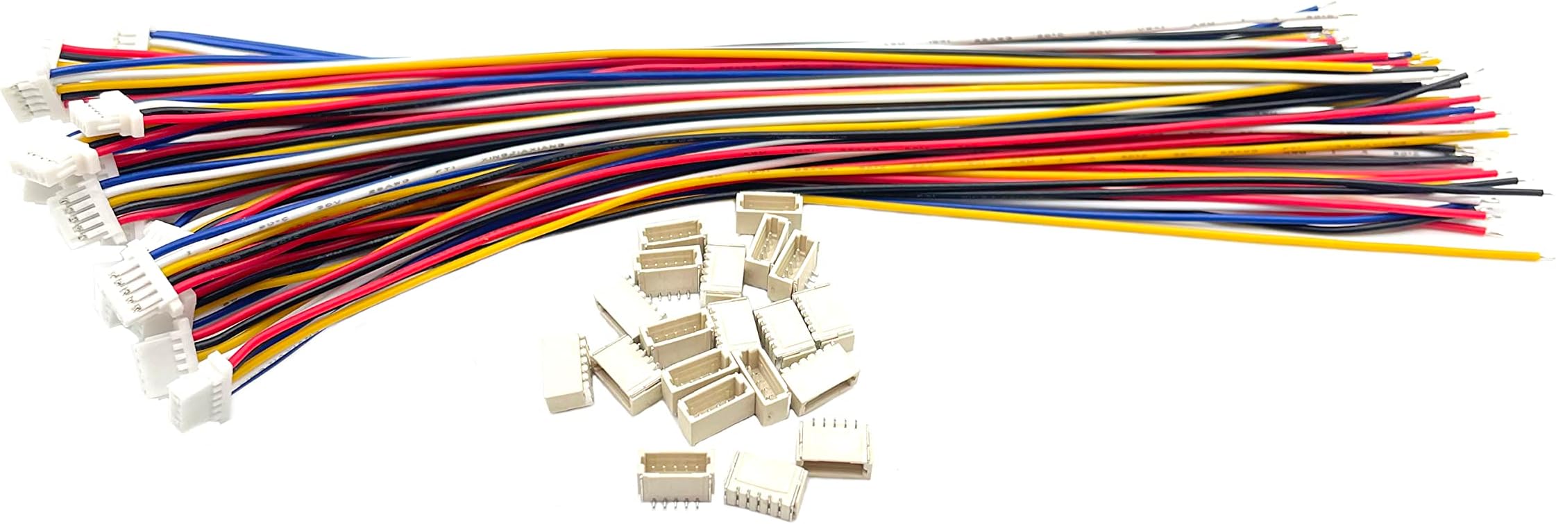 daier 20 Pairs Mini Micro 5 Pin JST SH 1.0mm Cable Connector, JST SH 1.0mm Pitch 5 Pin Male Female Connector Plug with 150mm 26AWG Wires Cables, for LED Strips Lights, RC Toys, Batteries