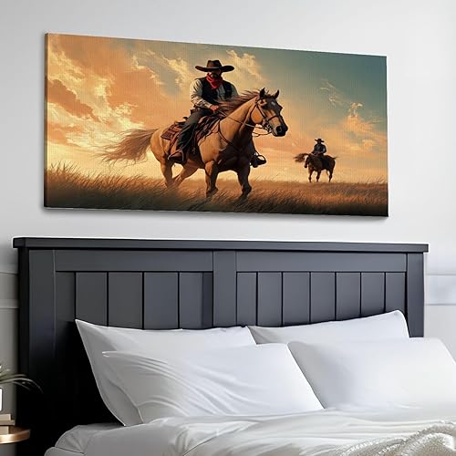 Miniatura 3 de 30"x 60" Canvas Wall Art Western Cowboy Gold Vintage Horse Southwestern Desert Framed Pictures Painting Prints Large Wall Art for Living Room