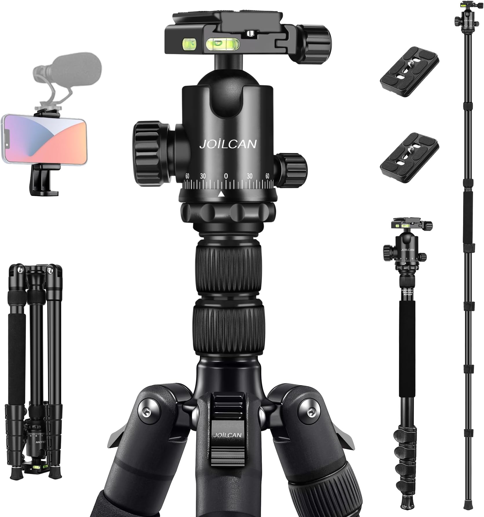 - JOILCAN Tripod for Camera, 81" Camera Tripod Stand, 83 inches DSLR Tripods & Monopods, Heavy Duty Travel Tripod for Binoculars Laser Level Spotting Scope Telescope, Max Load 35lb