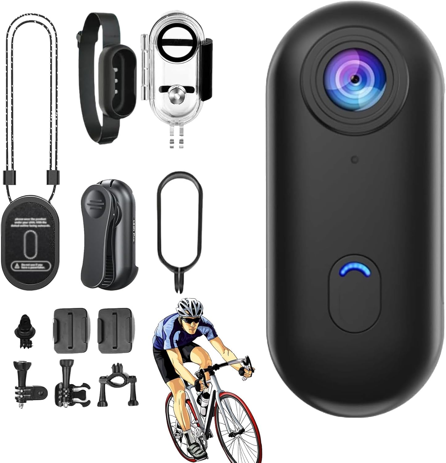 Motorcycle Camera, 360 Camera for Motorcycle, 4k/1080p Magnetic Hands Free Body Cameras for Cycling, Diving, Vlogging and Pet Recording (Black 4K)