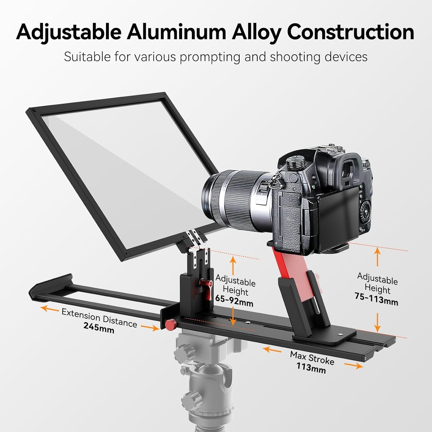 Desview P13 Teleprompter 13 Zoll, ohne Montage, für Kamera und Smartphone | Tragbarer 13-Zoll-Teleprompter für Kamera und Smartphone mit schnellem Aufbau
