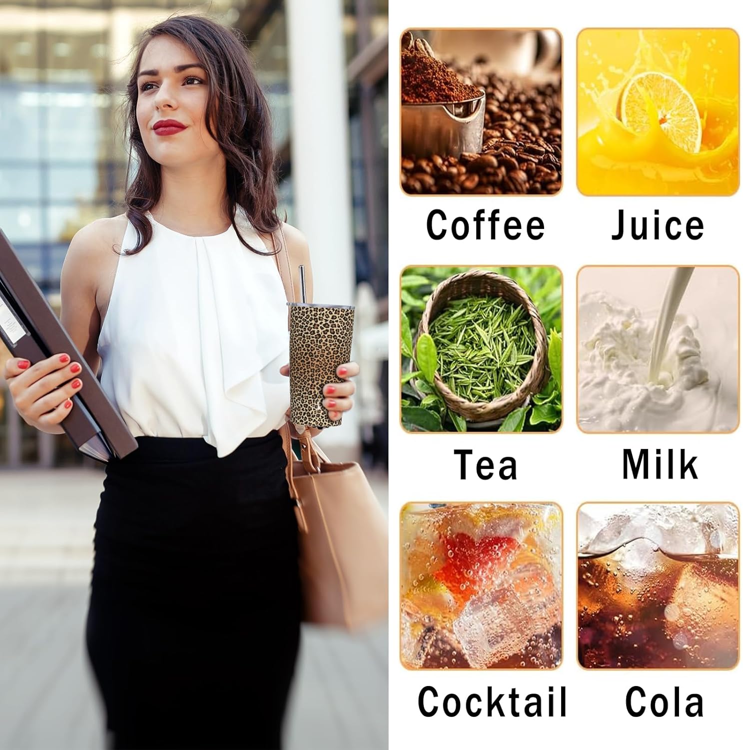 Cheetah Tumbler 20 OZ with Lid and Straw, Insulated Tumbler Mug Cup, Leopard Print Gifts for Men Women - Image 5