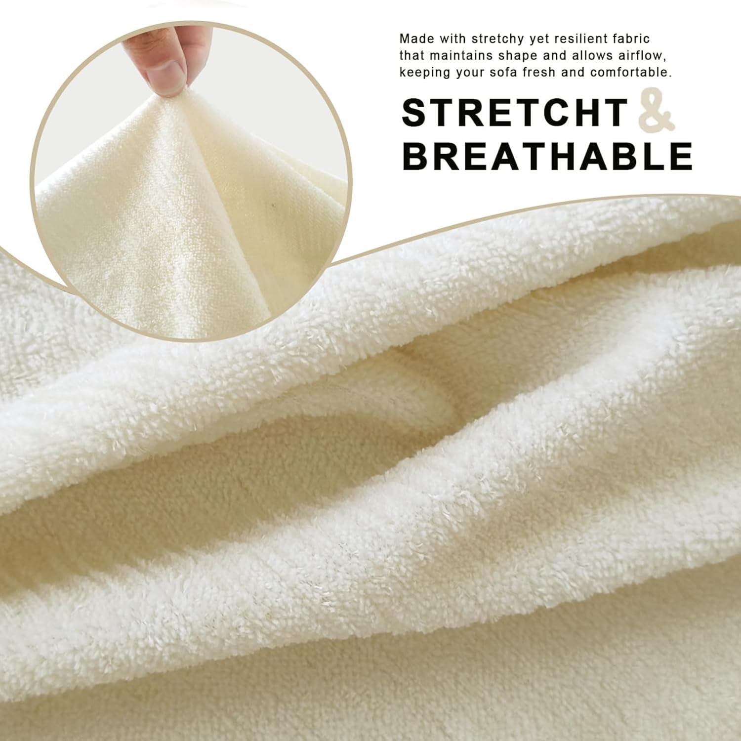 Recliner Chair Covers 8 Piece Stretch Couch Covers Recliner Slipcovers Couch Furniture Protector with Stripe Jacquard Sofa Cover Washable for Pets (3 Seater Ivory)