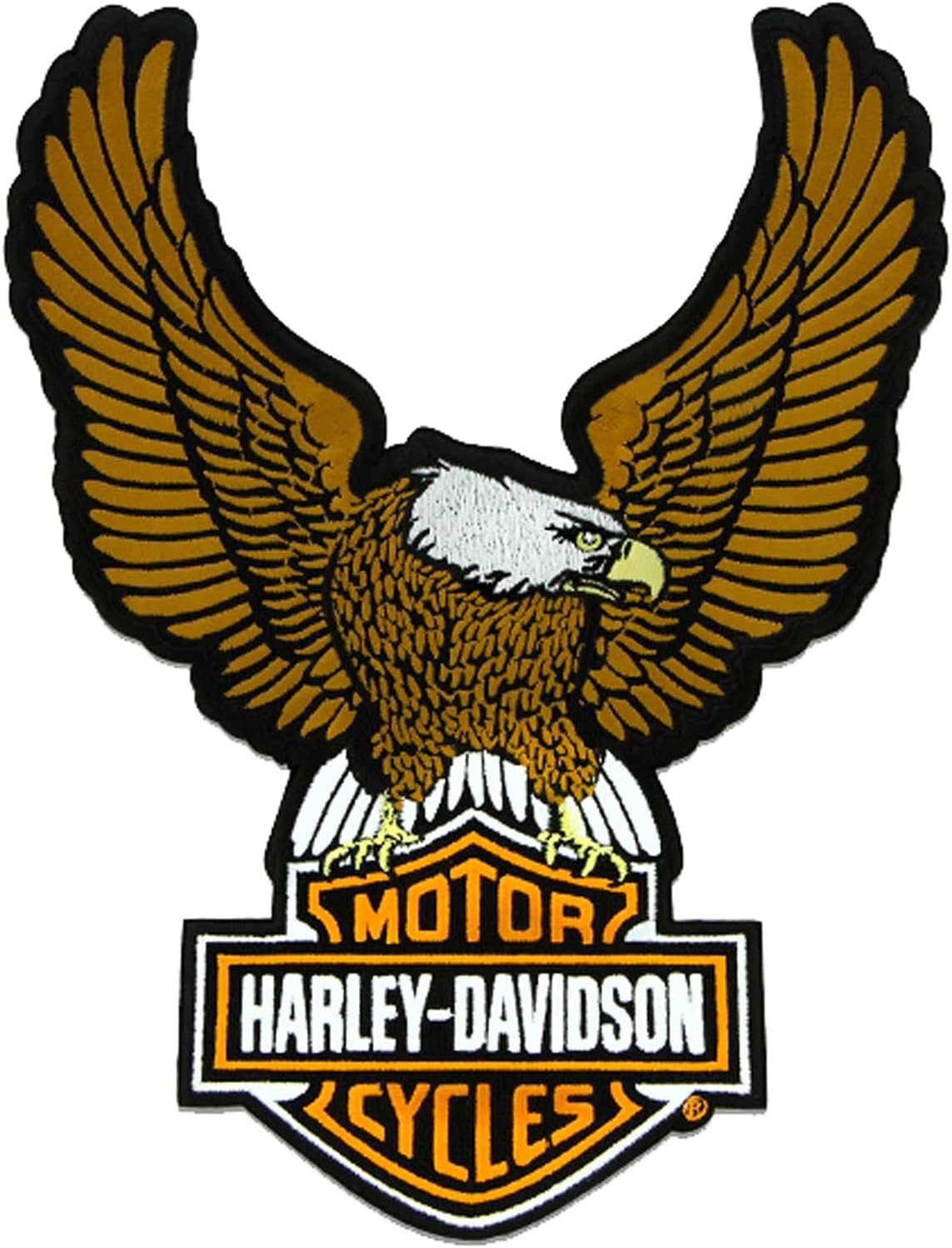Harley-Davidson 10.25 in Embroidery Brown Eagle Bar & Shield Emblem Sew-On Patch