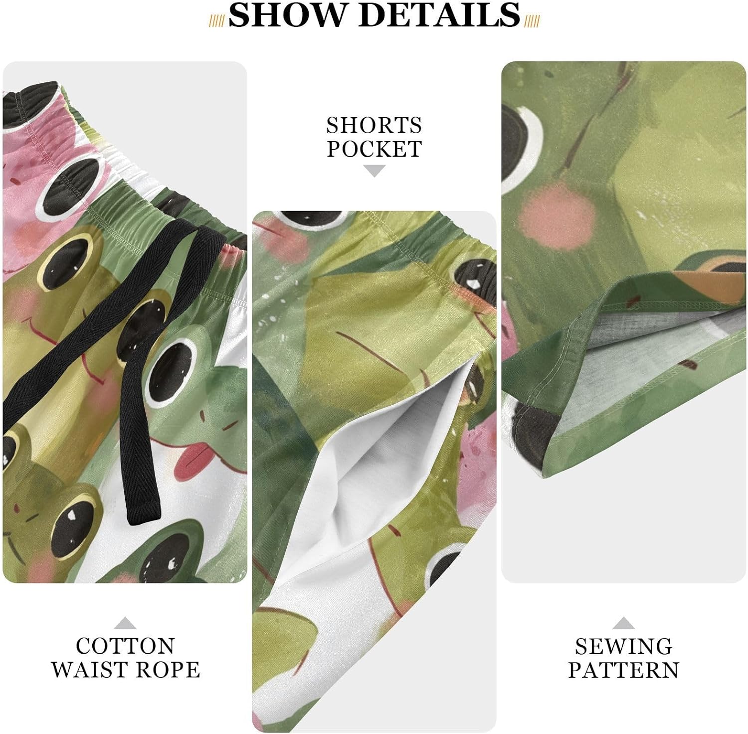 visesunny Men's Pajama Shorts Summer Funny Watercolor Frogs Soft Sleep Shorts for Men Pjs Bottoms Pants with Pockets S-XXL