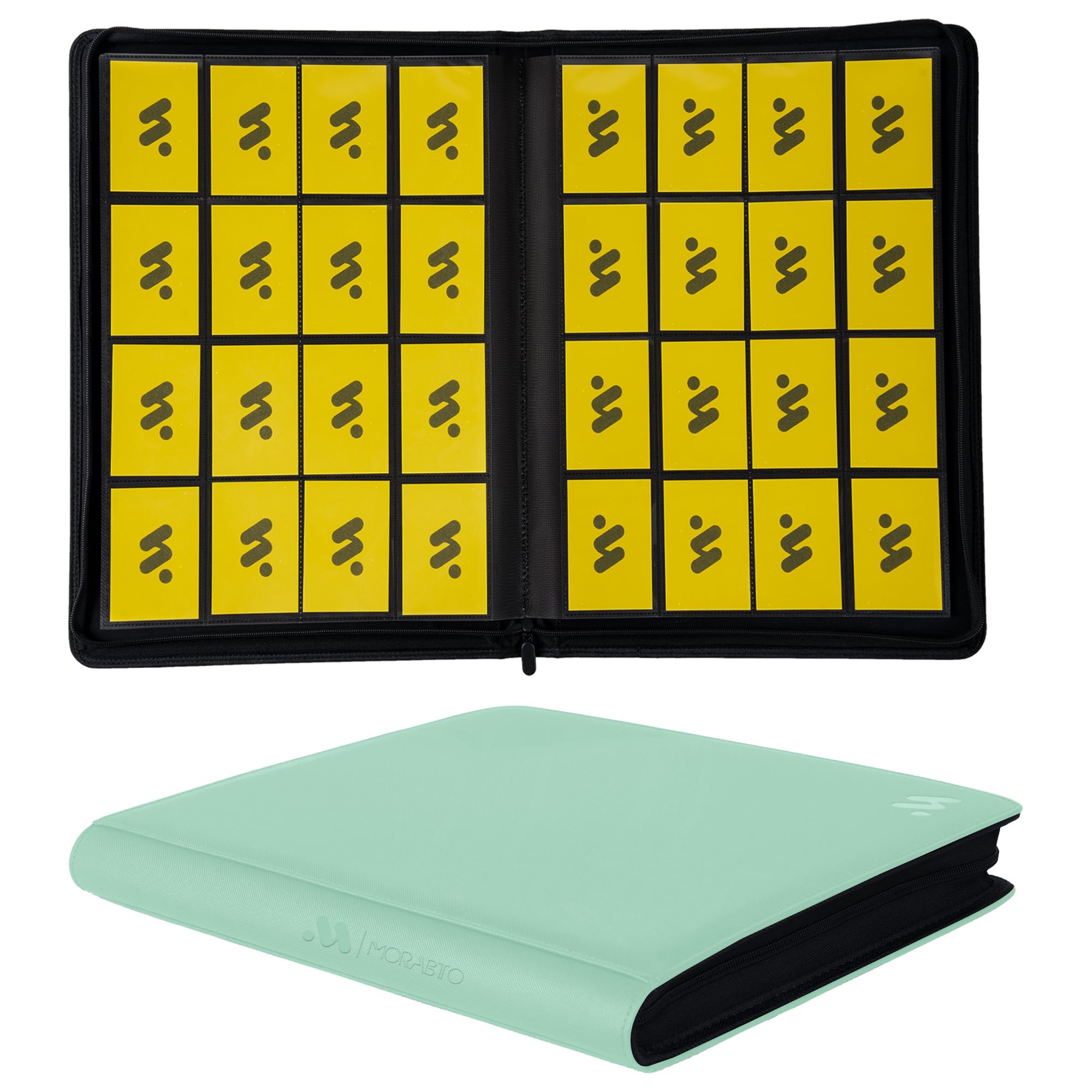MORABTO Card Binder 16 Pocket,Trading Card Binder Holds up to 1408 Cards with 44 Sleeves,Zipper Card Holder Album Compatible with TCG Card/Game Cards/Sports Card-Light green โ image 1